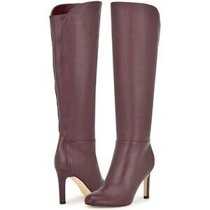 NEW Nine West Women's 5 WIDE CALF Sancha Knee High Boots Red Leather Heels